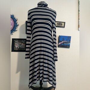 Maeve Navy and White Striped Long Sleeve Dress